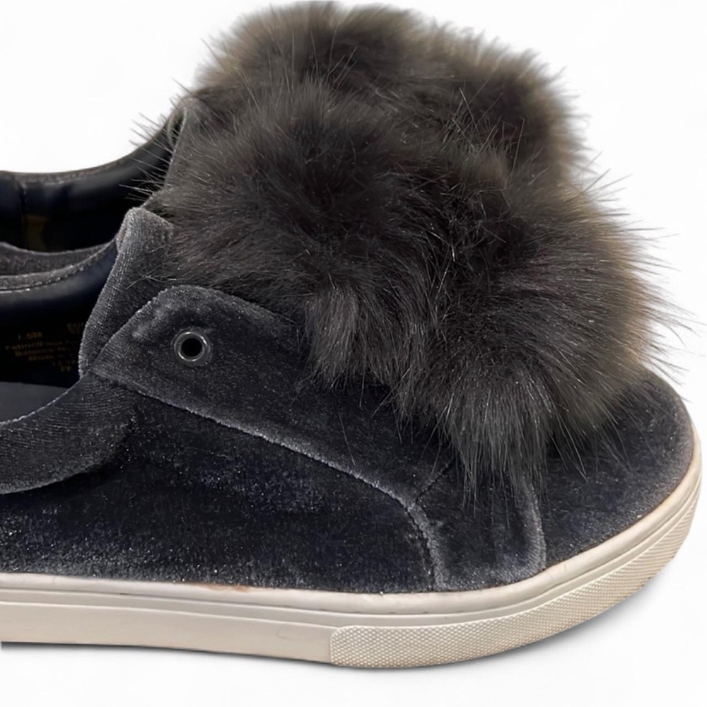 Sam Edelman Leya Velvet Faux Fur Slip On Sneakers Gray 7.5 - Picture 5 of 8